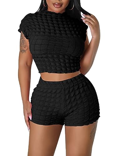 Halfword Women's Sexy 2 Piece Outfit Set in Black