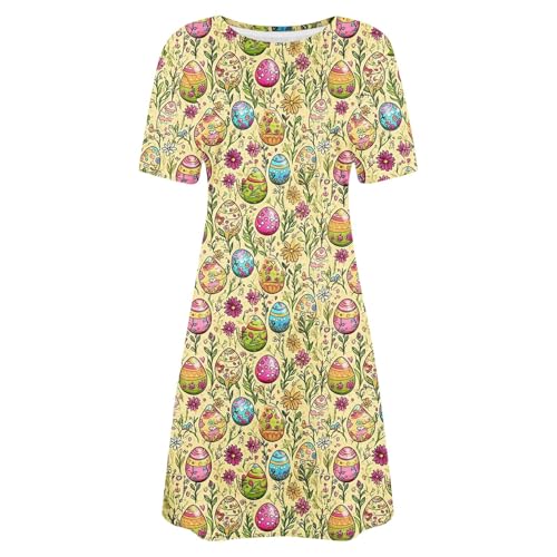Ruziyoog Women's Casual Egg Print Summer T-Shirt Dress