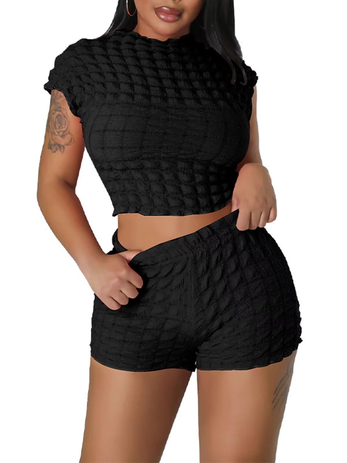 Halfword Women's Sexy 2 Piece Outfit Set in Black
